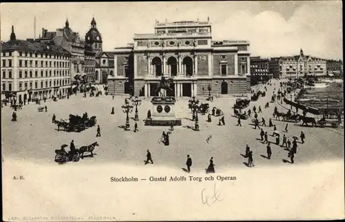 Ak Stockholm Schweden, Gustag Adolfs Torg och Operan