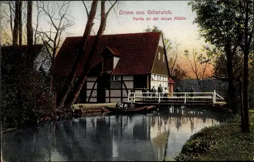 Ak Gütersloh in Westfalen, Partie an der neuen Mühle