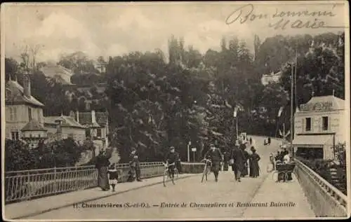 Ak Chennevieres Val de Marne, Entrée de Chennevieres et Restaurant Bainville