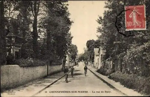 Ak Chennevieres Val de Marne, La rue de Sucy