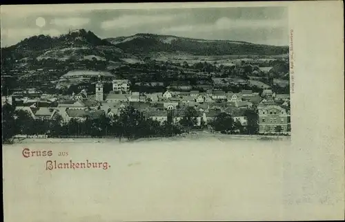 Mondschein Ak Bad Blankenburg in Thüringen, Gesamtansicht