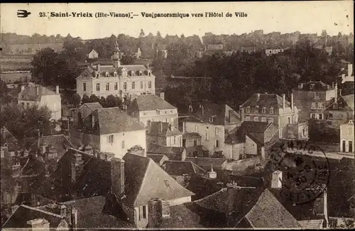 Ak Saint Yrieix Haute Vienne, Vue panoramique vers l'Hotel de Ville