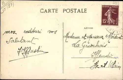 Ak Saint Yrieix Haute Vienne, Vue panoramique vers l'Hotel de Ville