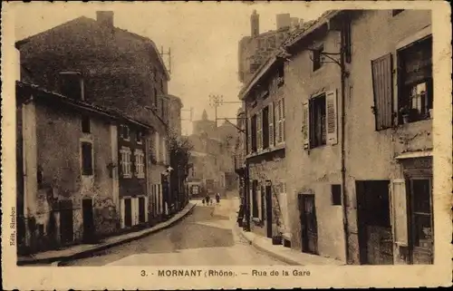 Ak Mornant Rhône, Rue de la Gare