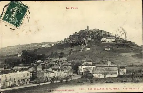 Ak Les cabanes et Cordes Tarn, Vue générale