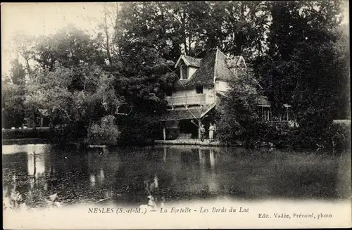 Ak Nesles Seine et Marne, La Fortelles, les Bords du Lac