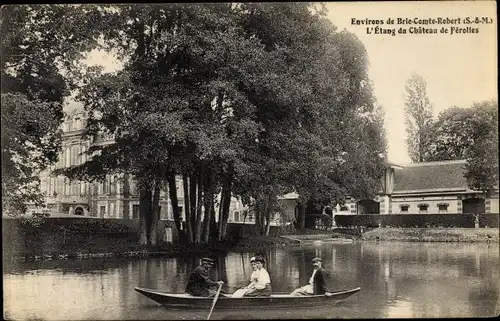 Ak Brie Comte Robert Seine et Marne, L'Étang du Château de Férolles