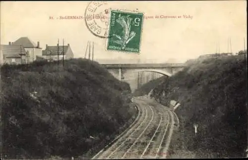 Ak St. Germain des Fosses Allier, Chemin de Fer, Lignes de Clermont et Vichy