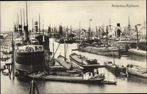 Ak Rotterdam Südholland Niederlande, Rijnhaven, Hafenpartie