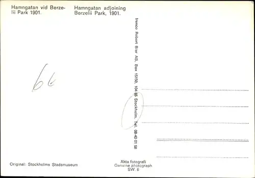 Ak Stockholm Schweden, Hamngatan vid Verzelii Park 1901, Nachdruck