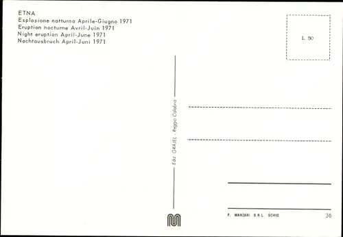 Ak Sizilien, Ätna, Vulkanausbruch April 1971, Etna