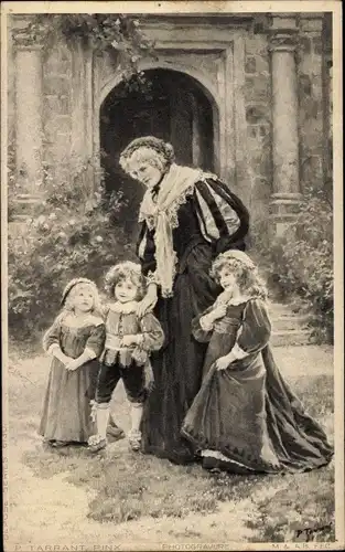 Künstler Ak Tarrant, P., Alte Frau mit drei Kindern