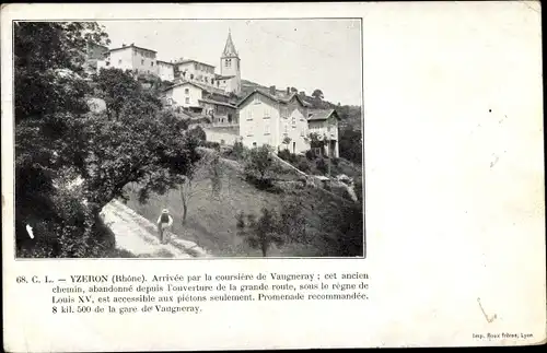 Ak Yzeron Rhône, Arrivée par la coursière de Vaugneray