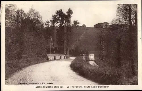 Ak Haute Rivoire Rhône, La Thoranche, route Lyon Bordeaux