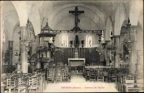 Ak Thurins Rhône, Intérieur de l'Église