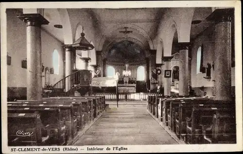 Ak St. Clément de Vers Rhône, Intérieur de l'Église