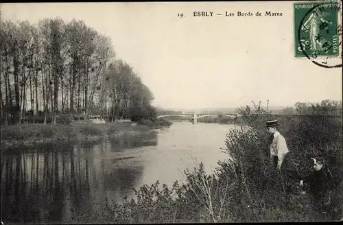 Ak Esbly Seine et Marne, Les Bords de Marne
