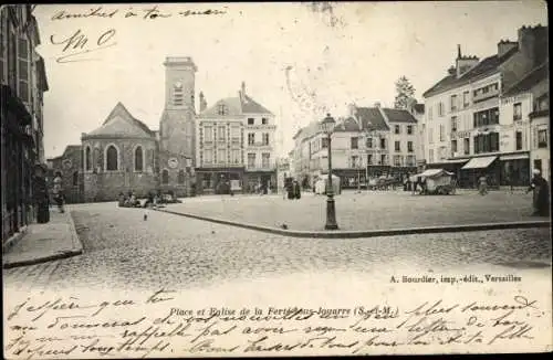 Ak Ferté sous Jouarre Seine et Marne, Place et Église