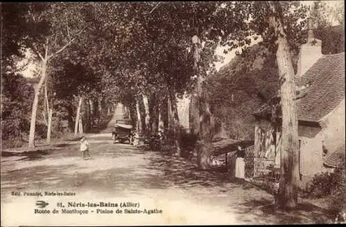 Ak Néris les Bains Allier, Route de Montlucon, Plaine de Sainte Agathe