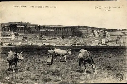 Ak Langogne  Lozère, Vue générale