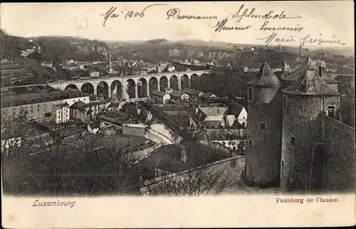 Ak Luxemburg, Faubourg de Clausen, Blick auf den Ort