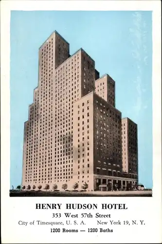 Ak New York City USA, Henry Hudson Hotel, 353 West 57th Street