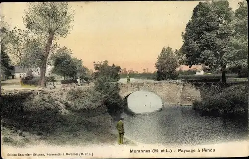 Ak Morannes Maine et Loire, Paysage a Pendu