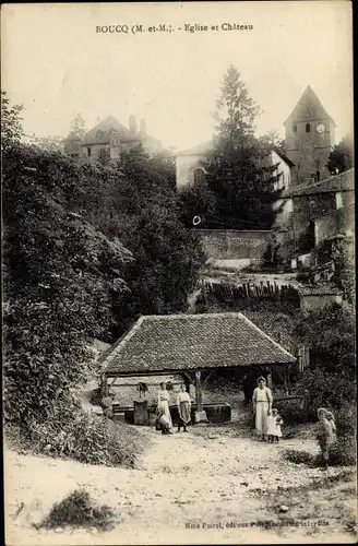 Ak Boucq Lothringen Meurthe et Moselle, Eglise, Chateau