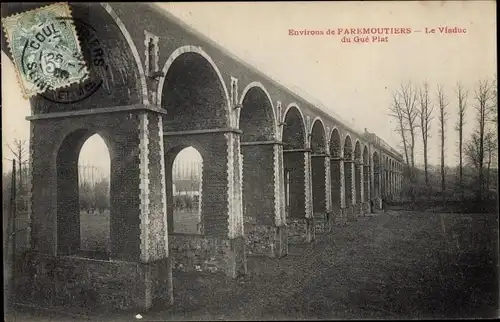 Ak Faremoutiers Seine et Marne, Le Viaduc du Gué Plat