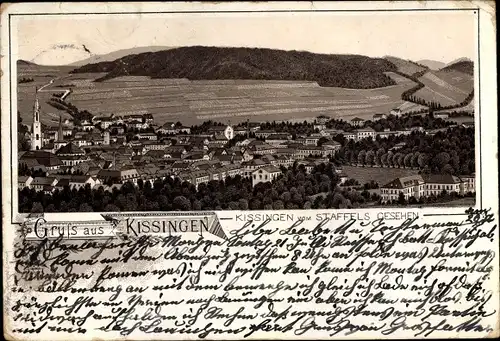 Vorläufer Litho Bad Kissingen Unterfranken Bayern, Blick vom Staffels aus gesehen, 1895