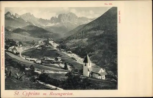 Ak St. Zyprian Tires Südtirol, Ortschaft, Rosengarten