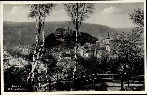 Ak Greiz in Thüringen, Panorama mit Schloss und Kirche