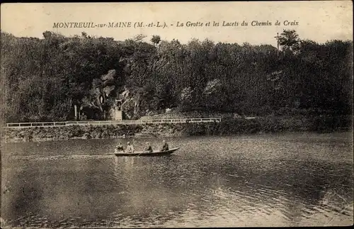 Ak Montreuil Maine et Loire, La Grotte et les Lacets du Chemin de Croix