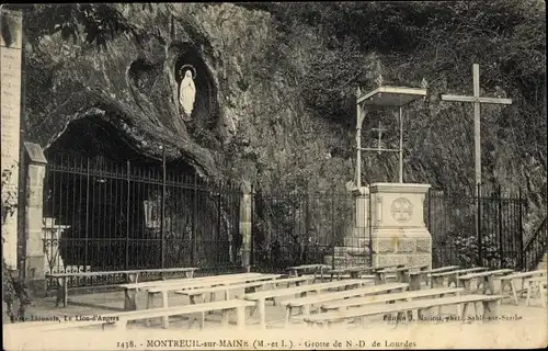 Ak Montreuil Maine et Loire, Grotte de Notre Dame de Lourdes