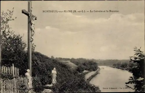 Ak Montreuil Maine et Loire, Le Calvaire et la Mayenne