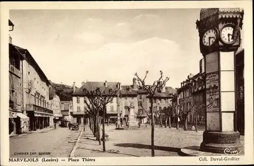 Ak Marvejols Lozère, Place Thiers