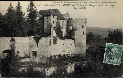 Ak Couches les Mines Saône et Loire, Château de Marguerite de Bourgogne, la Chapelle