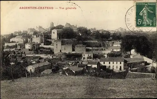 Ak Argenton Chateau Deux Sèvres, Vue générale