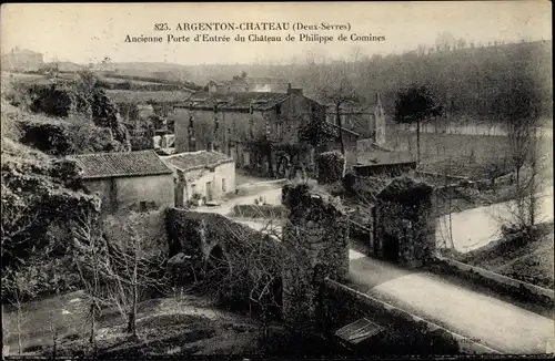 Ak Argenton Chateau Deux Sèvres, Chateau de Philippe de Comines, Porte