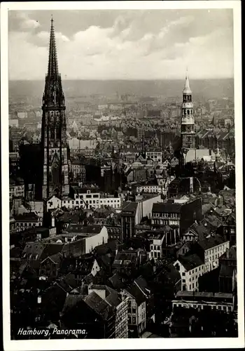 Ak Hamburg, Stadtpanorama, St. Nikolaikirche, St. Katharinenkirche