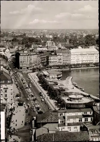 Ak Hamburg, Jungfernstieg aus der Vogelschau, Alsterpavillon