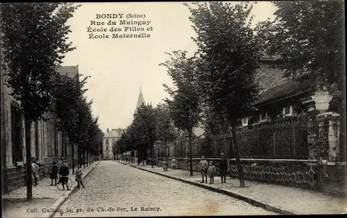 Ak Bondy Seine Saint Denis, Rue du Mainguy, Ecole des Filles et Ecole Maternelle