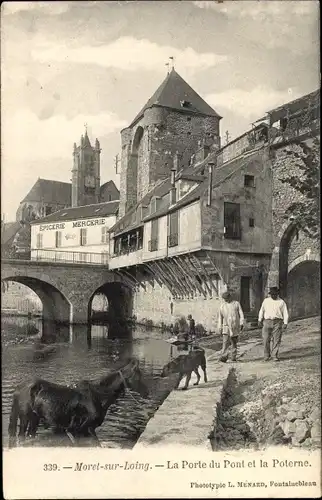 Ak Moret sur Loing Seine et Marne, La Porte du Pont et la Poterne