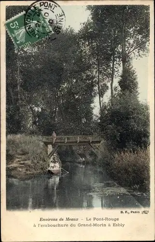 Ak Meaux Seine et Marne, Le Pont Rouge