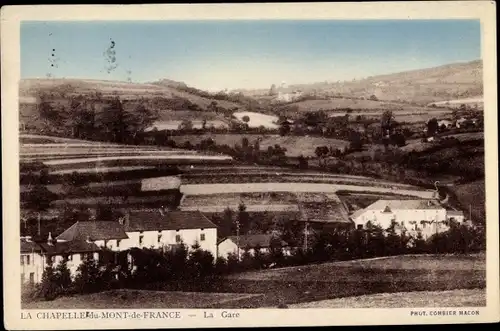 Ak La Chapelle du Mont de France Saône et Loire, La Gare