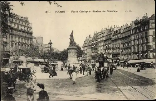 Ak Paris VIII., Place Clichy, Statue de Moncey