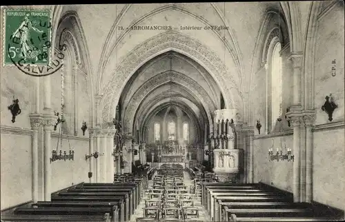 Ak Arromanches les Bains Calvados, Intérieur de l'Église