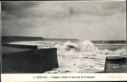 Ak Asnelles Calvados, Tempete, Pointe et descente de la Douane