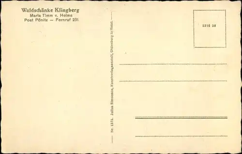 Ak Klingberg Scharbeutz Ostholstein, Waldschänke