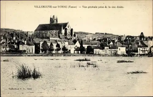Ak Villeneuve sur Yonne, Vue générale prise de la rive droite
